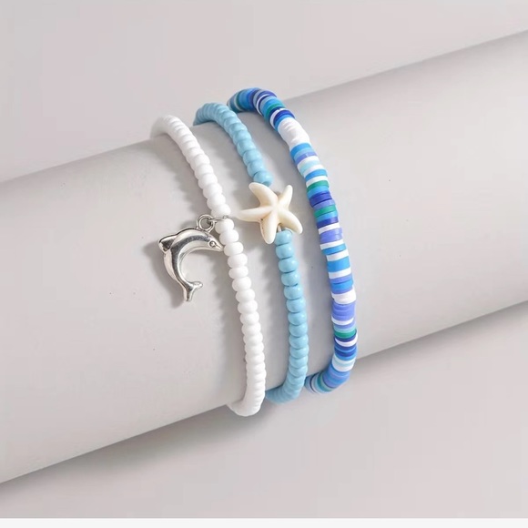 3 piece ocean style beaded bracelet set - Picture 2 of 3